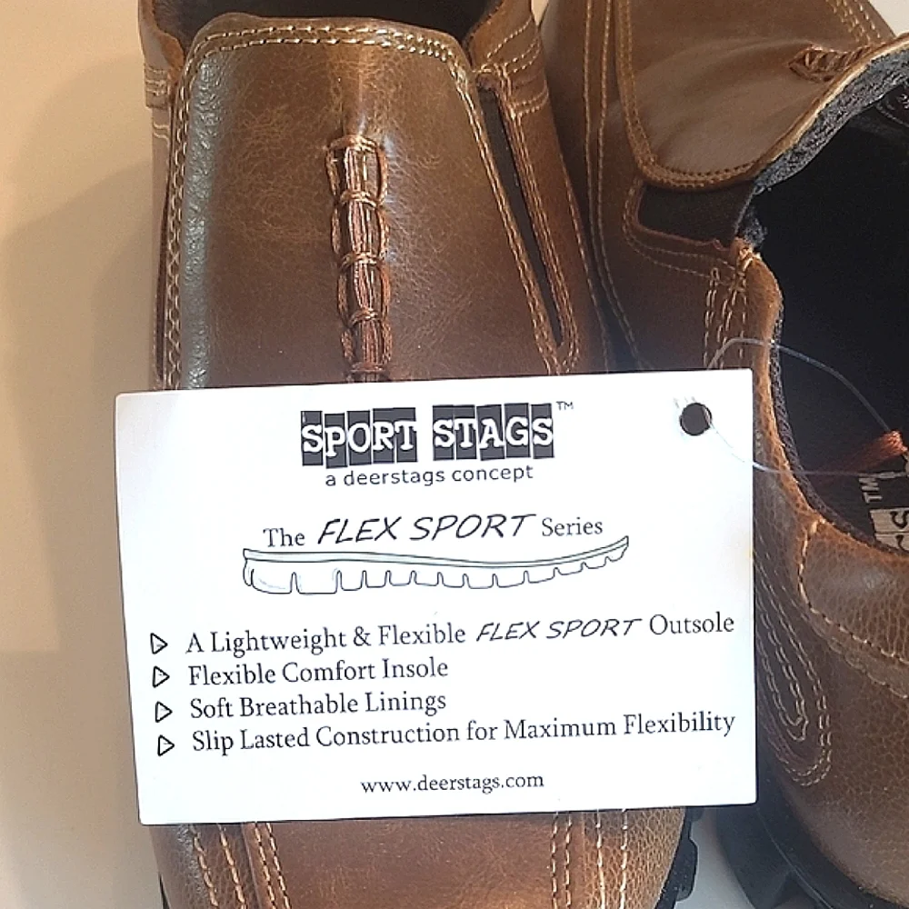 Deer Stags Stadium Dress Loafer Flex Sport Slip On Traction Faux Leather NWT